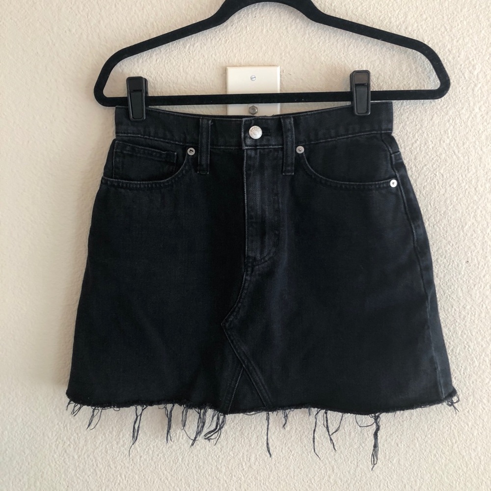 Madewell black denim high waisted mini skirt